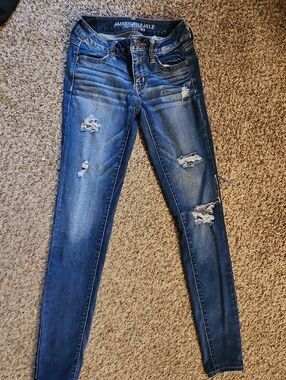 American Eagle Outfitters Women's Ripped Jegging Jeans - Blue Wash